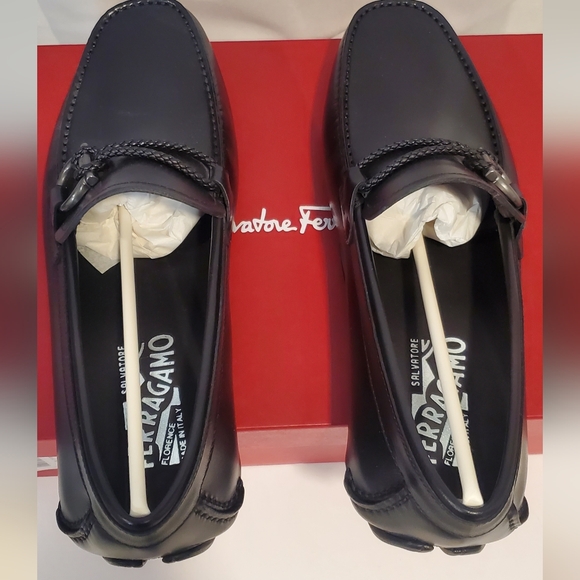 SALVATORE FERRAGAMO SHOES DRIVING LOAFERS LEATHER BRAIDED GANCINI US SZ 6EE NEW - Picture 10 of 11